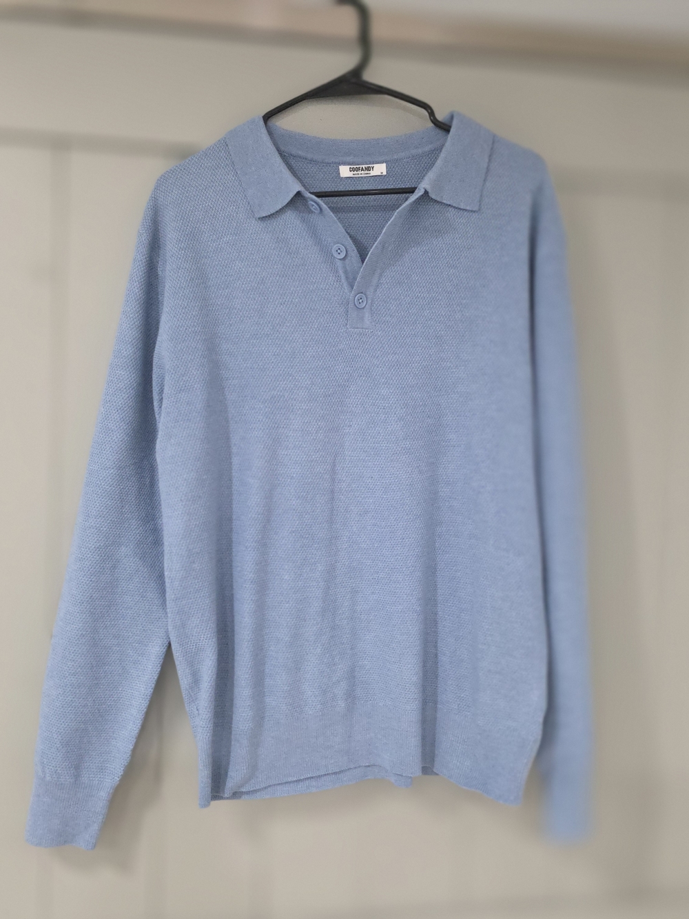 Coofandy Light Blue Long Sleeve Polo Sweater